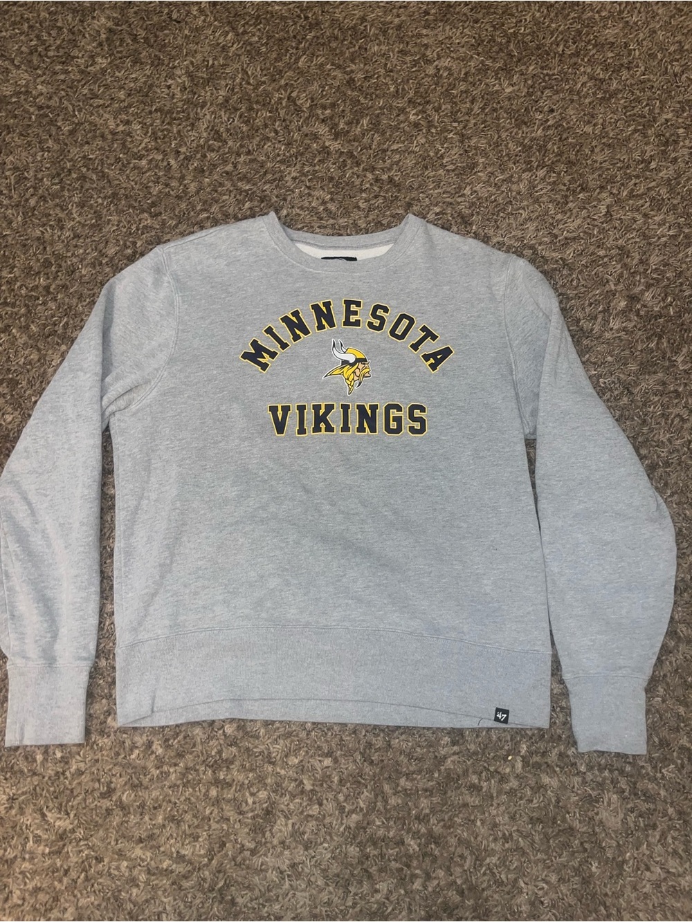 47 Minnesota Vikings Gray Crewneck with Yellow Logo